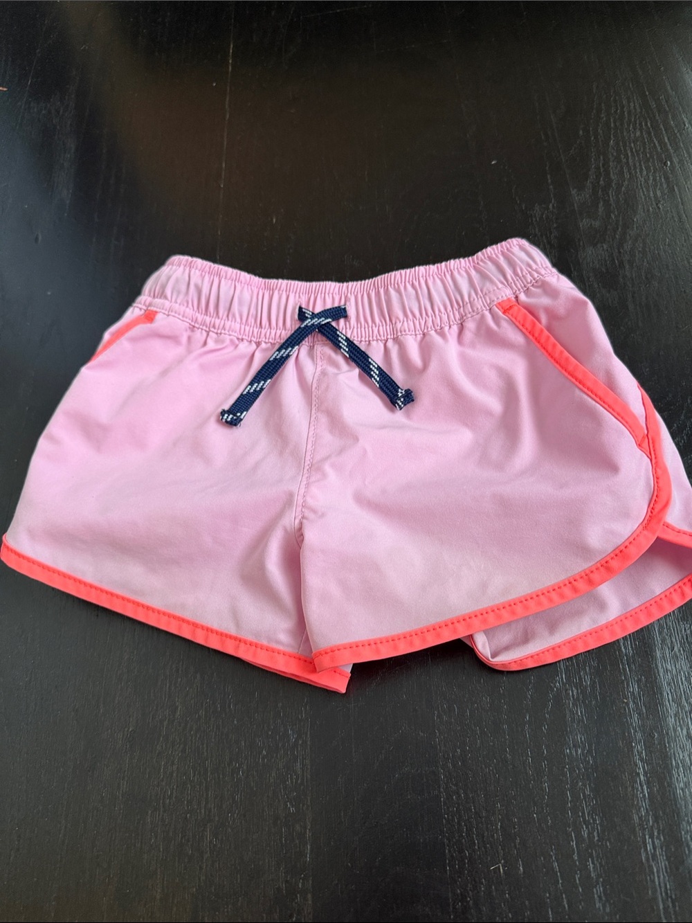 Crewcuts Pink Shorts with Coral Trim and Navy Drawstring